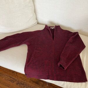 Ann Mashburn Violet Top: Red and Navy Brushed Houndstooth